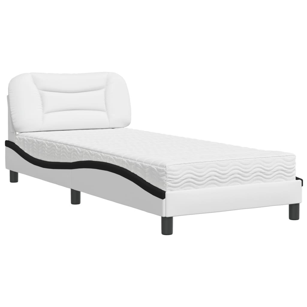 Letto con Materasso Hvar Bianco e Nero 90x190 cm in Similpelle | homemem39