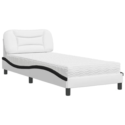 Letto con Materasso Hvar Bianco e Nero 90x190 cm in Similpelle | homemem39