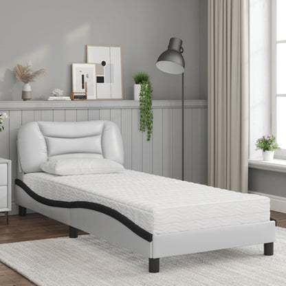 Letto con Materasso Hvar Bianco e Nero 90x190 cm in Similpelle | homemem39