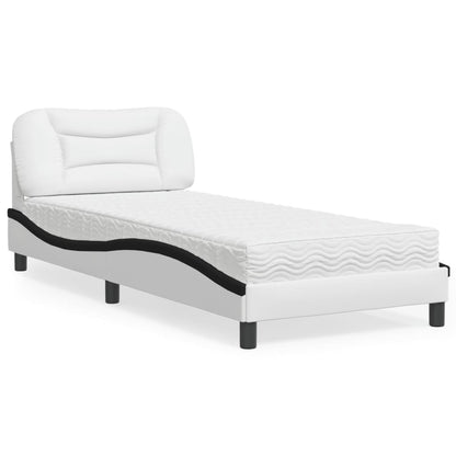 Letto con Materasso Hvar Bianco e Nero 90x190 cm in Similpelle | homemem39