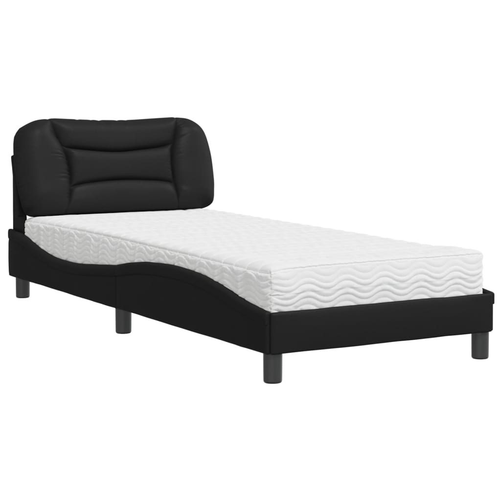 Letto con Materasso Hvar Nero 90x200 cm in Similpelle - homemem39