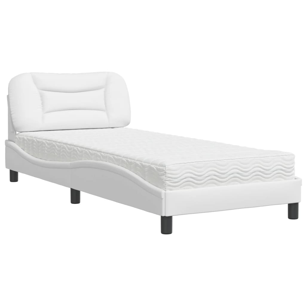 Letto con Materasso Hvar Bianco 90x200 cm in Similpelle - homemem39