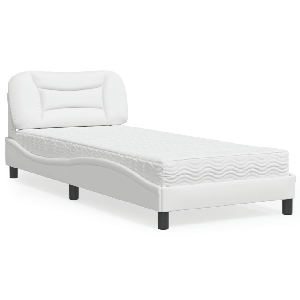 Letto con Materasso Hvar Bianco 90x200 cm in Similpelle - homemem39