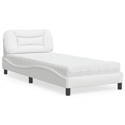Letto con Materasso Hvar Bianco 90x200 cm in Similpelle - homemem39