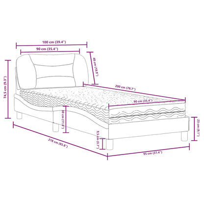 Letto con Materasso Hvar Grgio 90x200 cm in Similpelle | homemem39