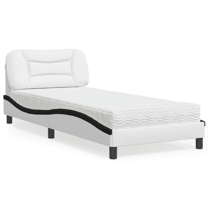 Letto con Materasso Hvar Nero e Bianco 90x200 cm in Similpelle