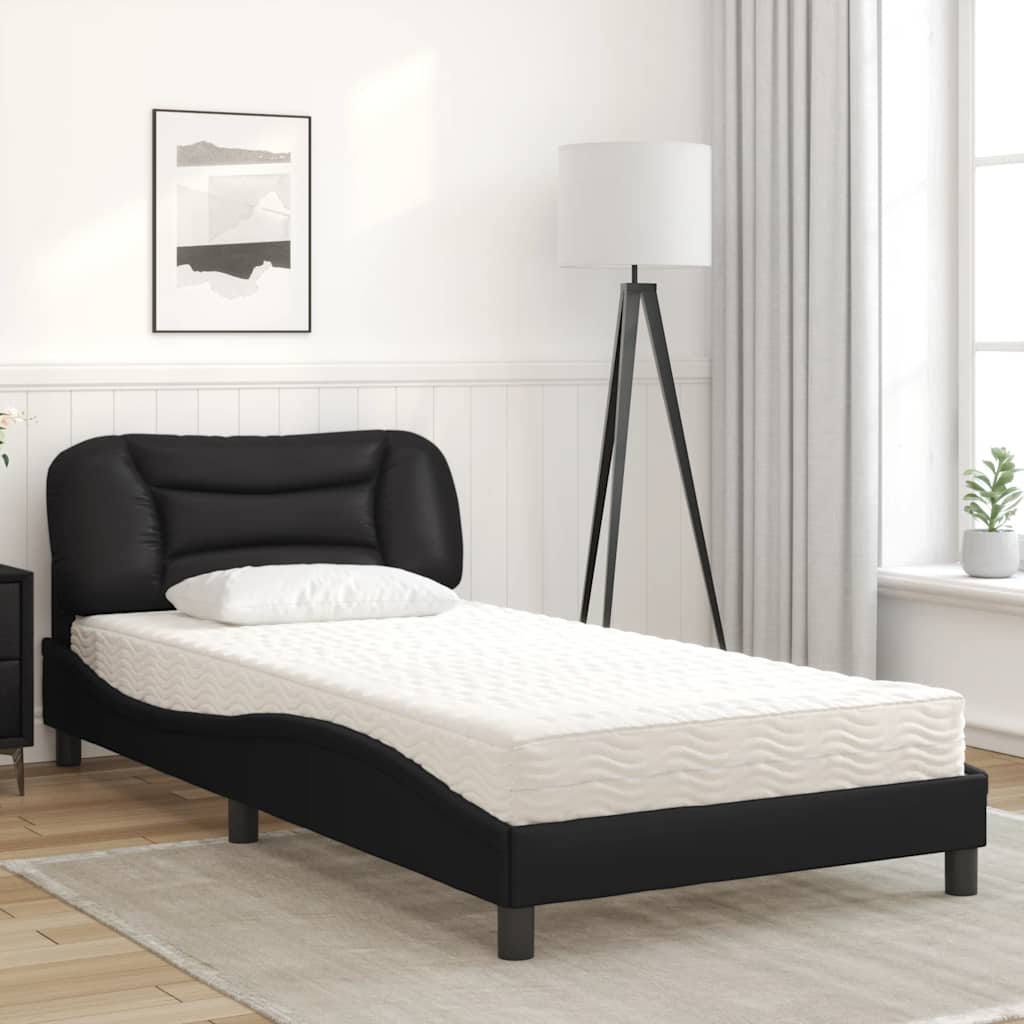 Letto con Materasso Hvar Nero 100x200 cm in Similpelle - homemem39