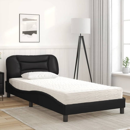 Letto con Materasso Hvar Nero 100x200 cm in Similpelle - homemem39