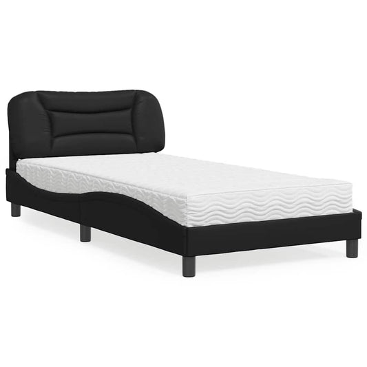 Letto con Materasso Hvar Nero 100x200 cm in Similpelle - homemem39