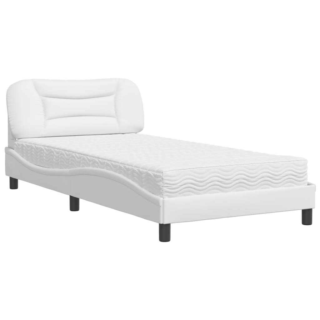 Letto con Materasso Hvar Bianco 100x200 cm in Similpelle - homemem39
