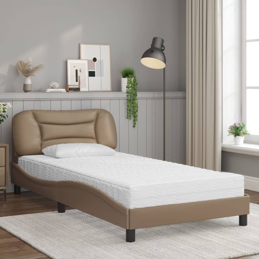 Letto con Materasso Hvar Cappuccino 100x200cm Similpelle - homemem39