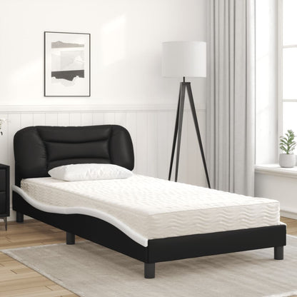 Letto con Materasso Hvar Nero e Bianco 100x200 cm in Similpelle - homemem39