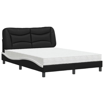 Letto con Materasso Hvar Nero e Bianco 120x200 cm in Similpelle