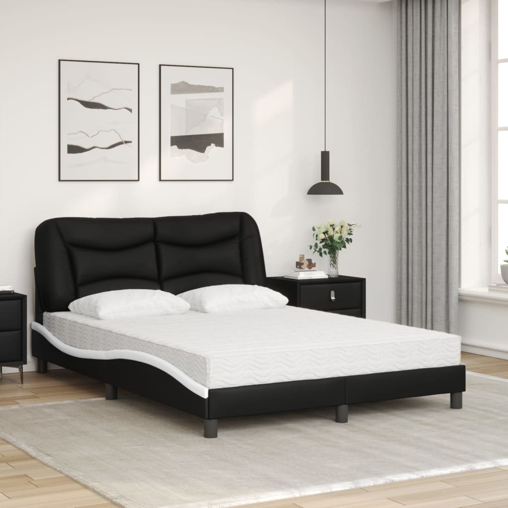 Letto con Materasso Hvar Nero e Bianco 120x200 cm in Similpelle
