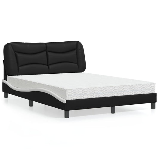 Letto con Materasso Hvar Nero e Bianco 120x200 cm in Similpelle | homemem39