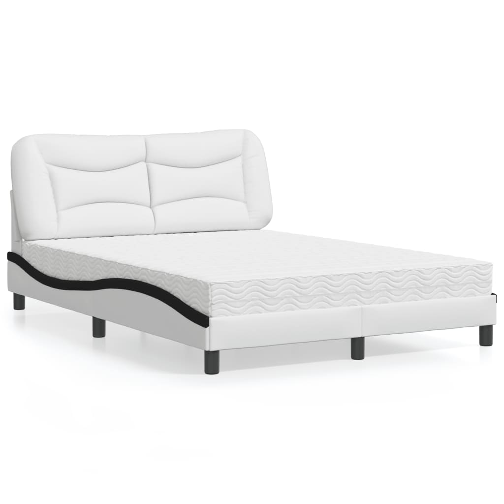 Letto con Materasso Hvar Nero e Bianco 120x200 cm in Similpelle