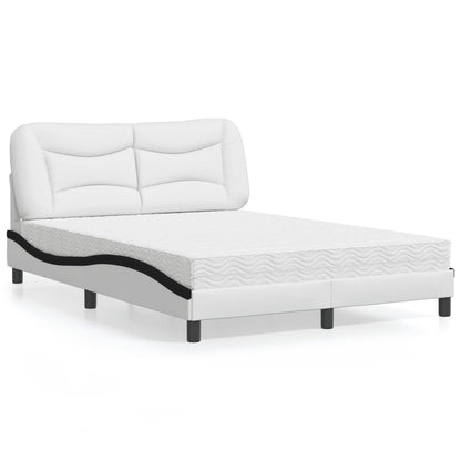 Letto con Materasso Hvar Nero e Bianco 120x200 cm in Similpelle