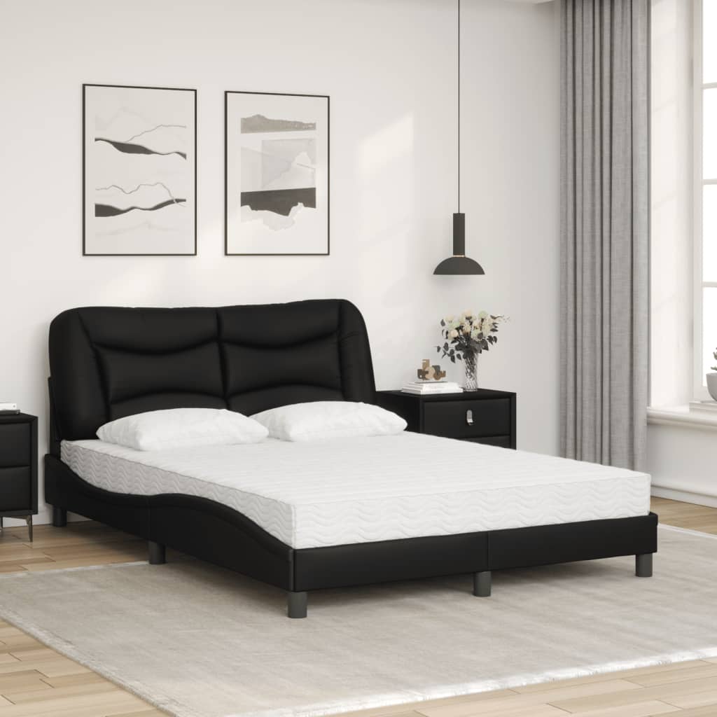 Letto con Materasso Hvar Nero 140x190 cm in Similpelle | homemem39