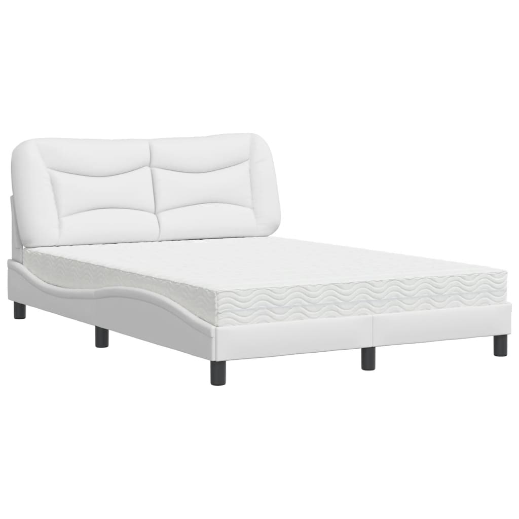 Letto con Materasso Hvar Bianco 140x190 cm in Similpelle - homemem39