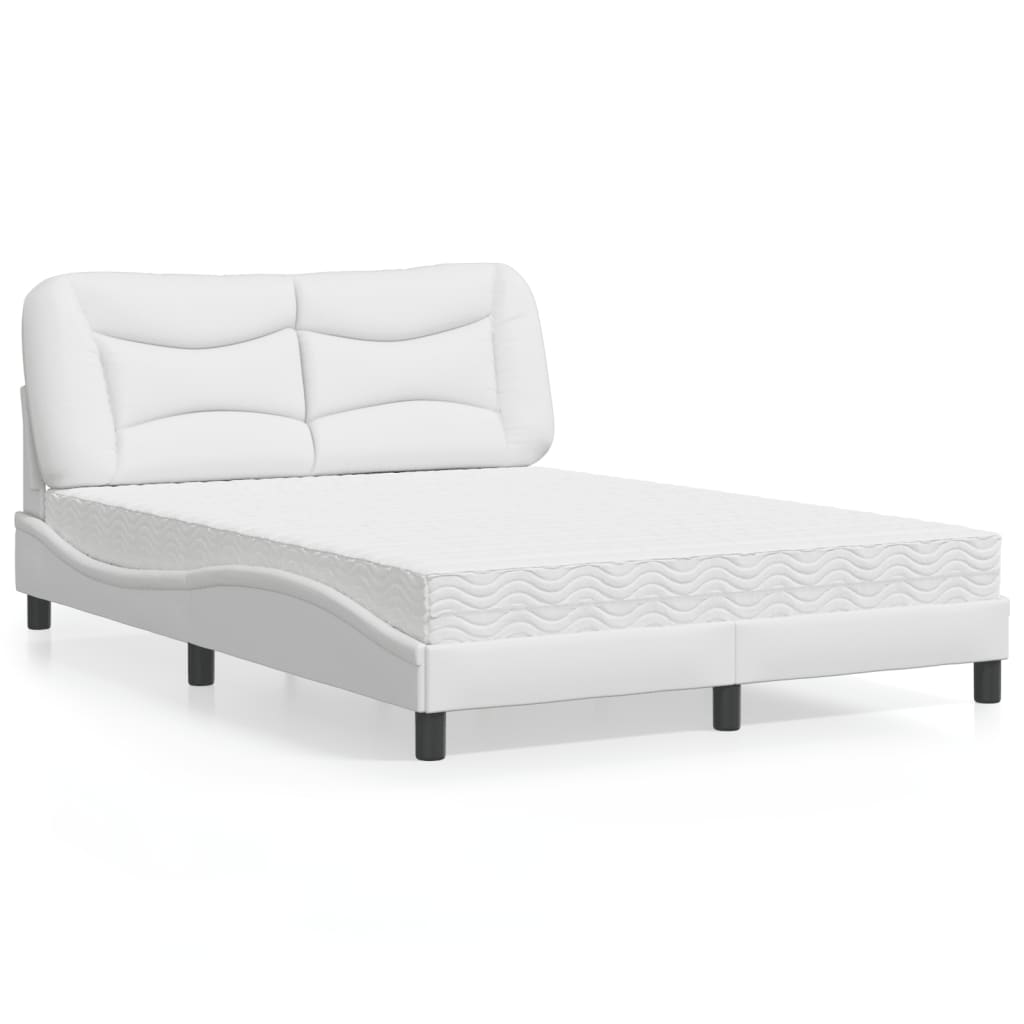 Letto con Materasso Hvar Bianco 140x190 cm in Similpelle - homemem39