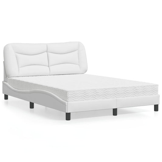 Letto con Materasso Hvar Bianco 140x190 cm in Similpelle - homemem39