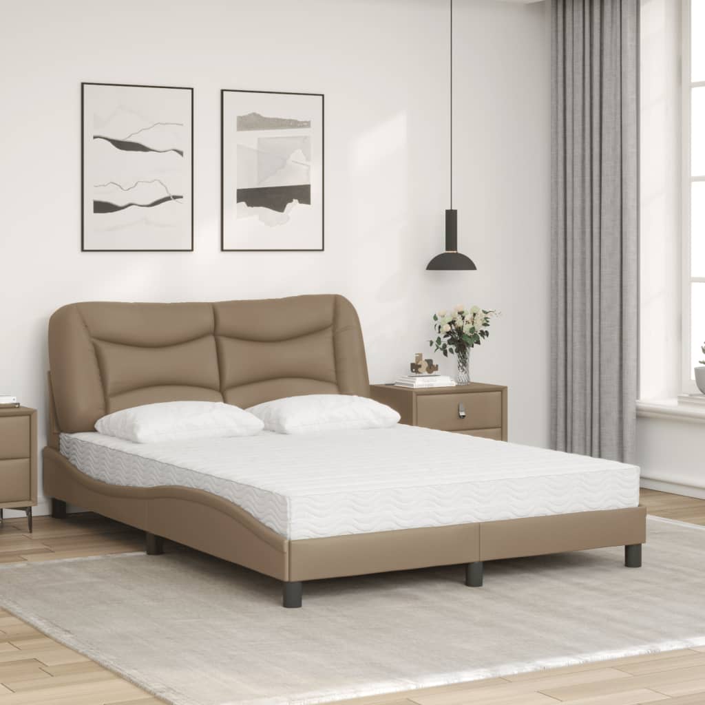 Letto con Materasso Hvar Cappuccino 140x190cm Similpelle - homemem39