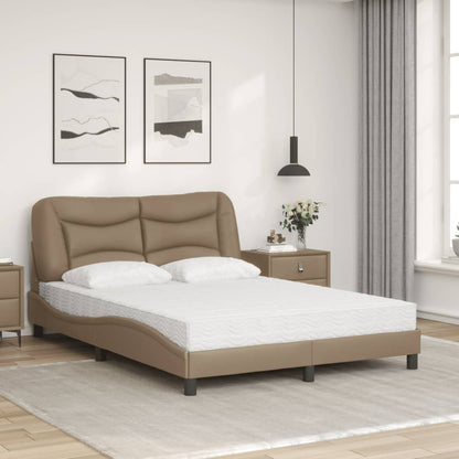 Letto con Materasso Hvar Cappuccino 140x190cm Similpelle - homemem39