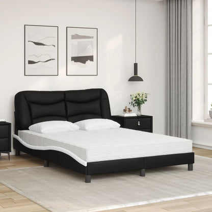 Letto con Materasso Hvar Nero e Bianco 140x190 cm in Similpelle - homemem39