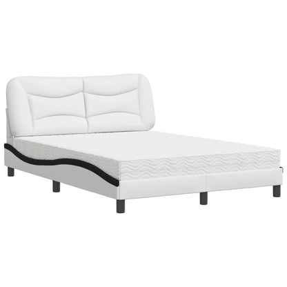 Letto con Materasso Hvar Bianco e Nero 140x190 cm in Similpelle - homemem39