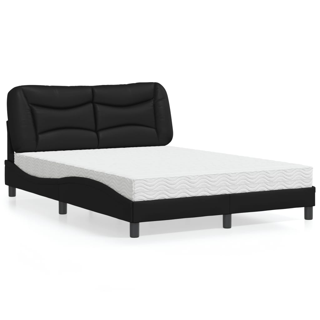 Letto con Materasso Hvar Nero 140x200 cm in Similpelle - homemem39