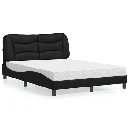 Letto con Materasso Hvar Nero 140x200 cm in Similpelle - homemem39