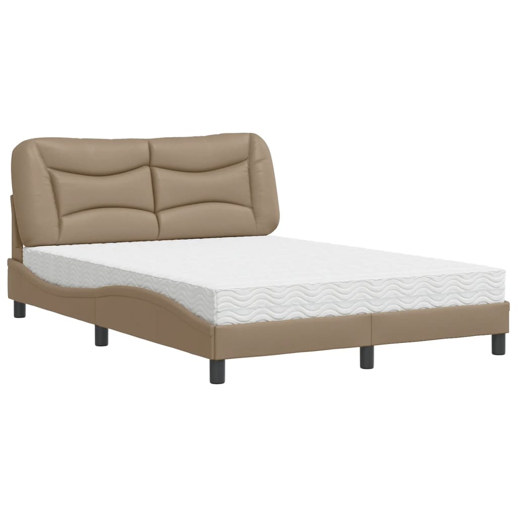 Letto con Materasso Hvar Cappuccino 140x200cm Similpelle | homemem39