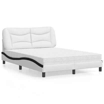 Letto con Materasso Hvar Bianco e Nero 140x200 cm in Similpelle - homemem39