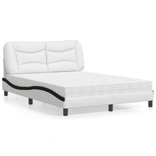 Letto con Materasso Hvar Bianco e Nero 140x200 cm in Similpelle - homemem39