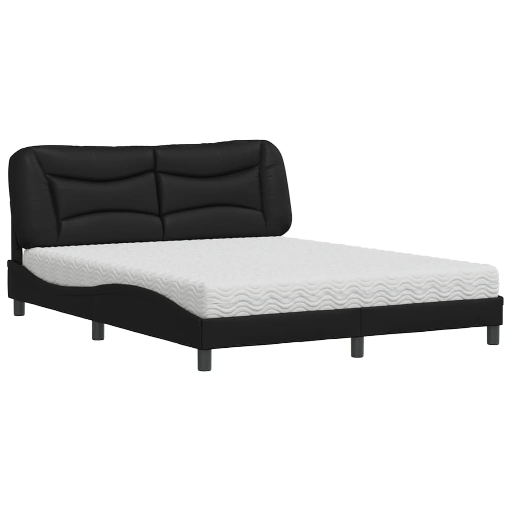 Letto con Materasso Hvar Nero 160x200 cm in Similpelle - homemem39
