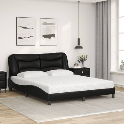 Letto con Materasso Hvar Nero 160x200 cm in Similpelle - homemem39