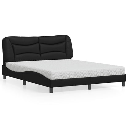 Letto con Materasso Hvar Nero 160x200 cm in Similpelle - homemem39