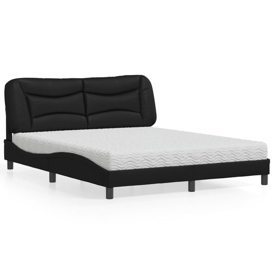 Letto con Materasso Hvar Nero 160x200 cm in Similpelle - homemem39