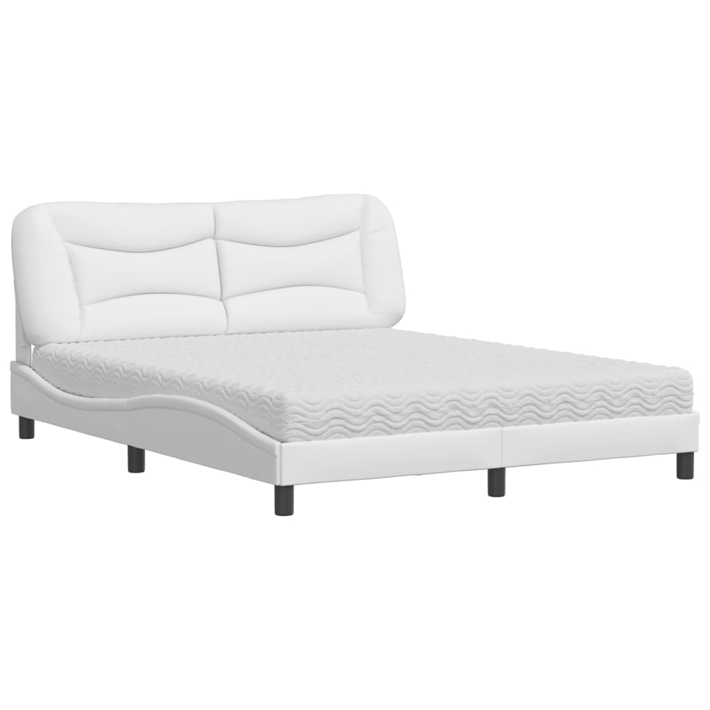Letto con Materasso Hvar Bianco 160x200 cm in Similpelle - homemem39