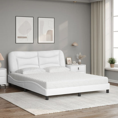 Letto con Materasso Hvar Bianco 160x200 cm in Similpelle - homemem39