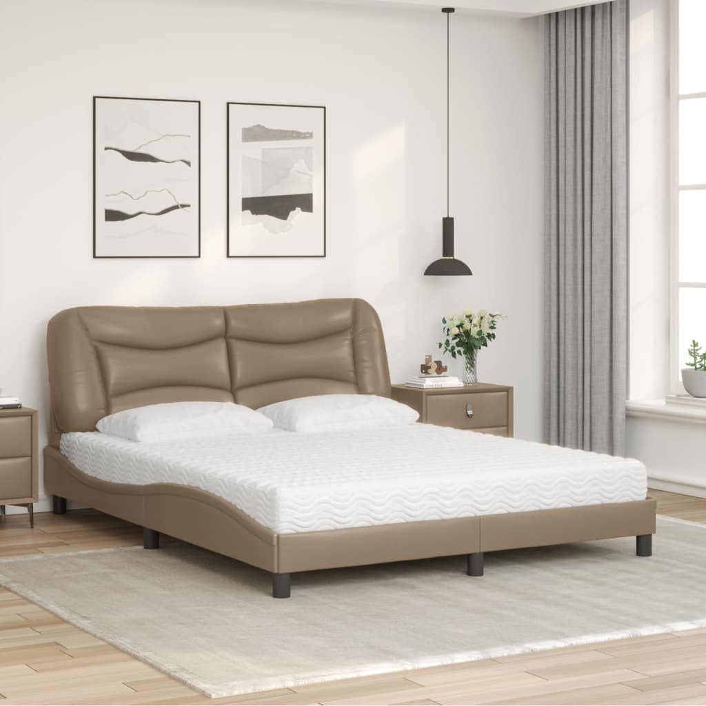 Letto con Materasso Hvar Cappuccino 160x200cm Similpelle