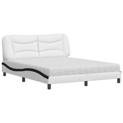 Letto con Materasso Hvar Bianco e Nero 160x200cm Similpelle - homemem39