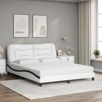Letto con Materasso Hvar Bianco e Nero 160x200cm Similpelle - homemem39