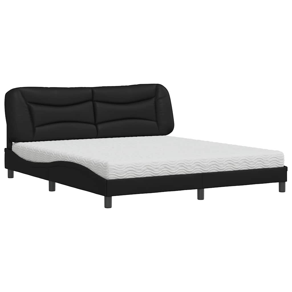 Letto con Materasso Hvar Nero 180x200 cm in Similpelle - homemem39