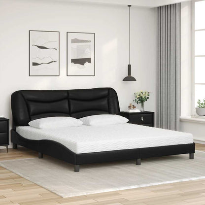 Letto con Materasso Hvar Nero 180x200 cm in Similpelle - homemem39