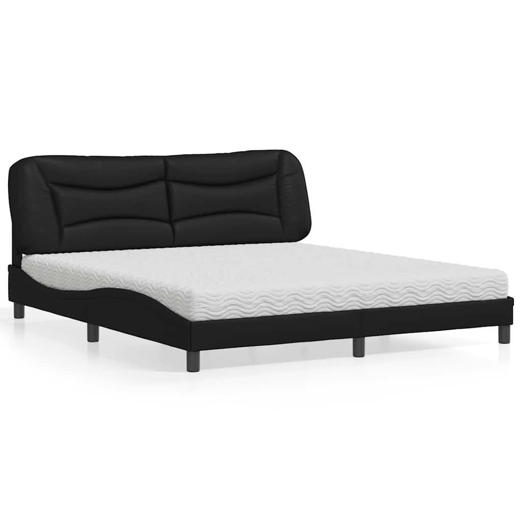 Letto con Materasso Hvar Nero 180x200 cm in Similpelle - homemem39