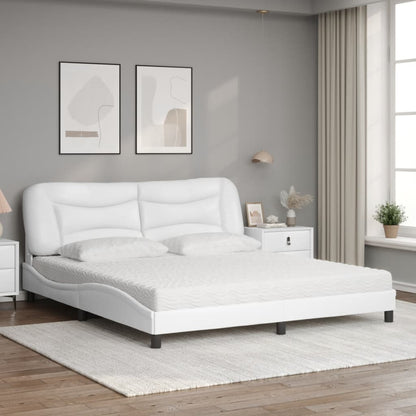 Letto con Materasso Hvar Bianco 180x200 cm in Similpelle - homemem39