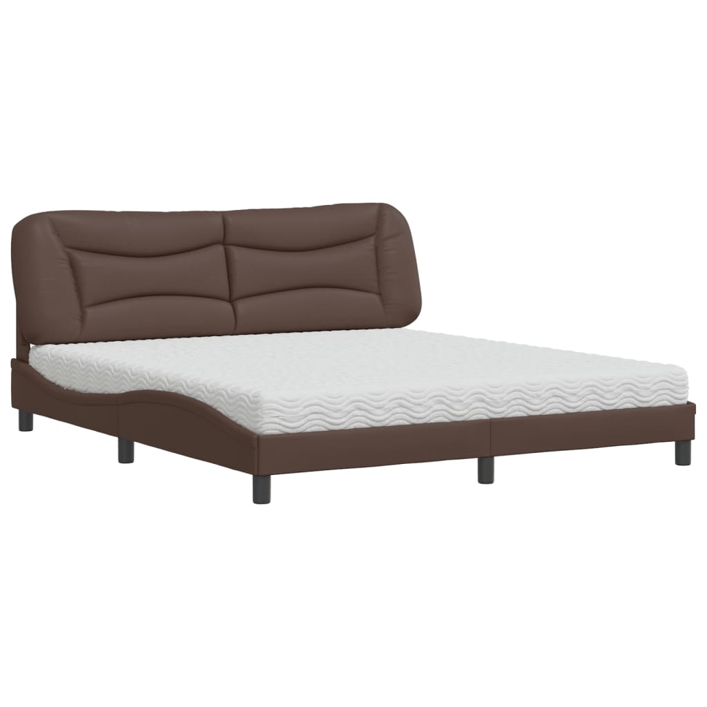 Letto con Materasso Hvar Marrone 180x200cm in Similpelle | homemem39