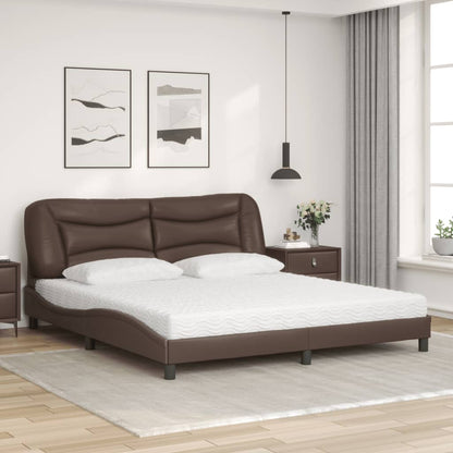 Letto con Materasso Hvar Marrone 180x200cm in Similpelle | homemem39