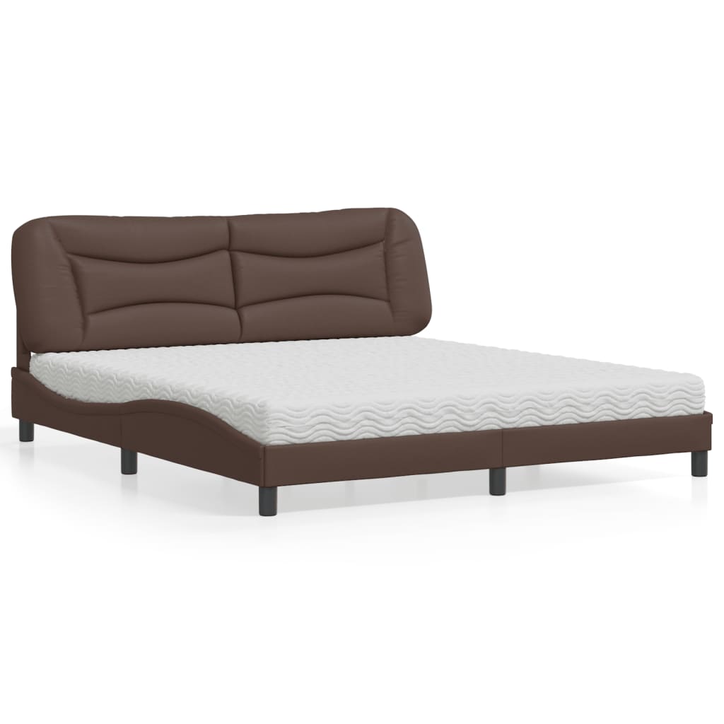 Letto con Materasso Hvar Marrone 180x200cm in Similpelle | homemem39